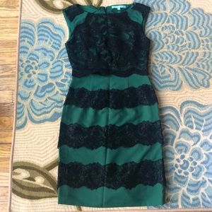 Antonio Melani green with black lace dress